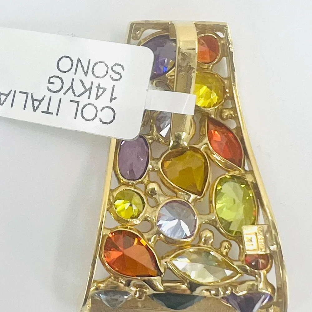 14K Yellow Gold (not plated) Colorful Gemstone Pendant - Picture 4 of 6